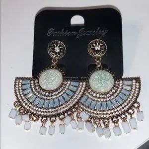 CHANDELIER STYLE EARRINGS — BLUEGREEN COLORS